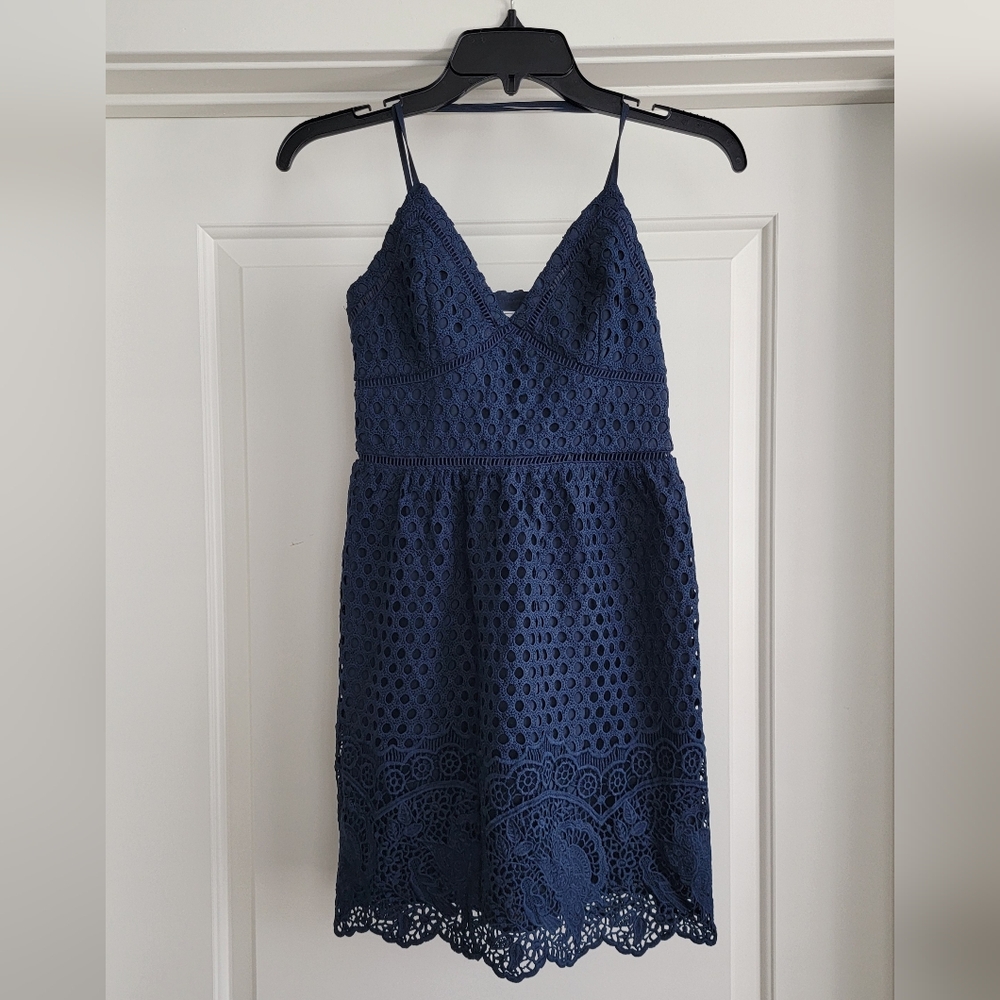Abercrombie & Fitch Navy Blue Lace Mini Dress